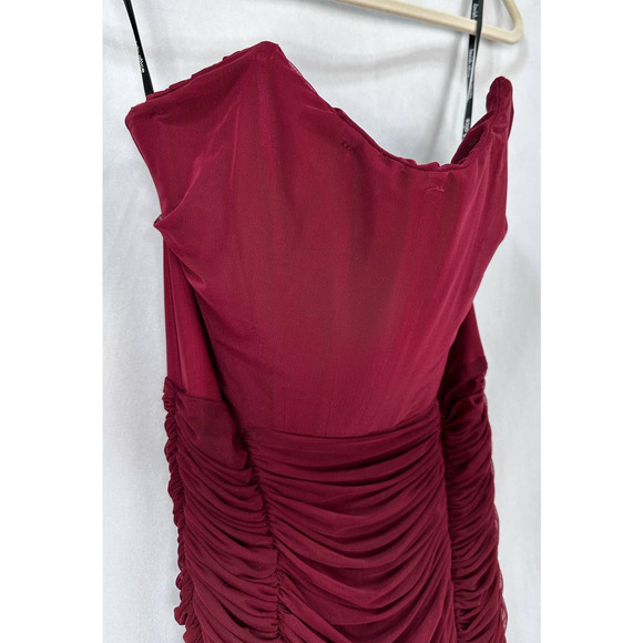 Lavish Alice Mesh Corset Midi Dress Burgundy Red Smocked size 6 - Picture 4 of 6